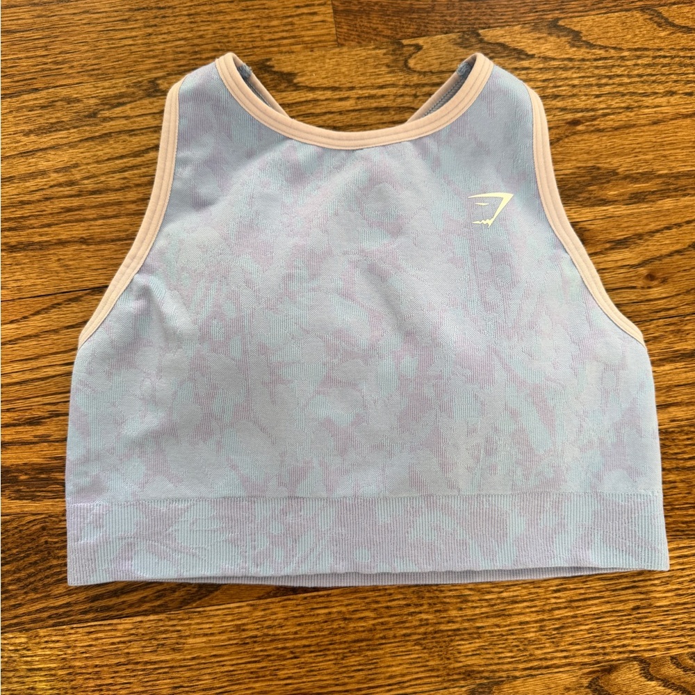 Gymshark Adapt Animal Seamless Sports Bra Crisscross Back Blue Purple Size S